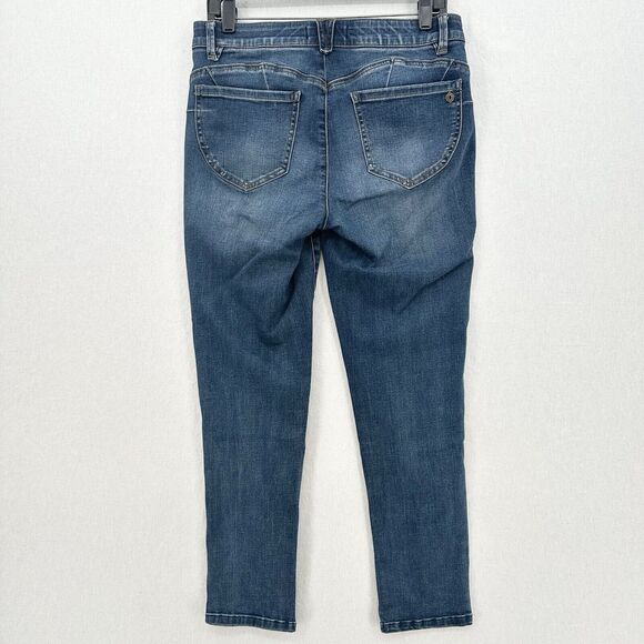 Democracy Jeans Womens 8 Ab Solution Ankle Skimmer Blue Denim Distress *Flaw - Picture 2 of 12